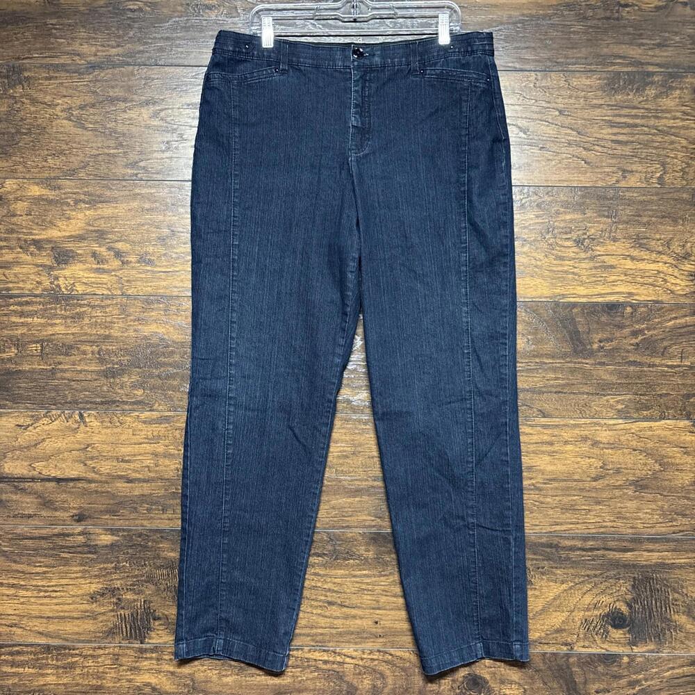 Khakis & Co Women's Jeans - Straight Leg, Dark Wash - Size 14 Stretch Denim